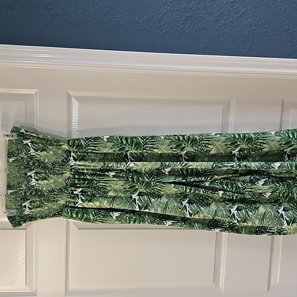 NWT J For Justify Strapless Elastic Bodice Jungle Leaf One Piece Pantsuit MED - Picture 6 of 13